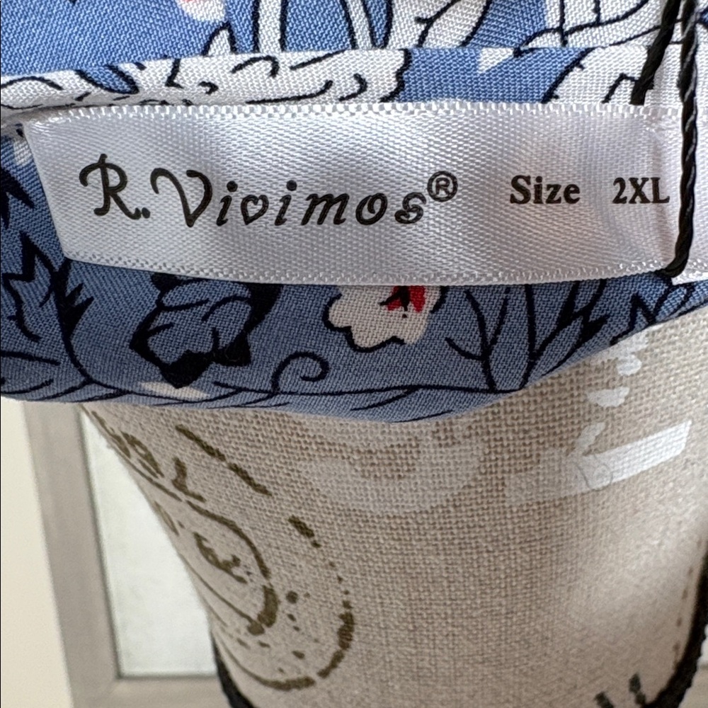 Blue Floral Maxi Dress XXL Cottagecore Tassel Tie Peasant Dress Flowy Romantic - Picture 7 of 8